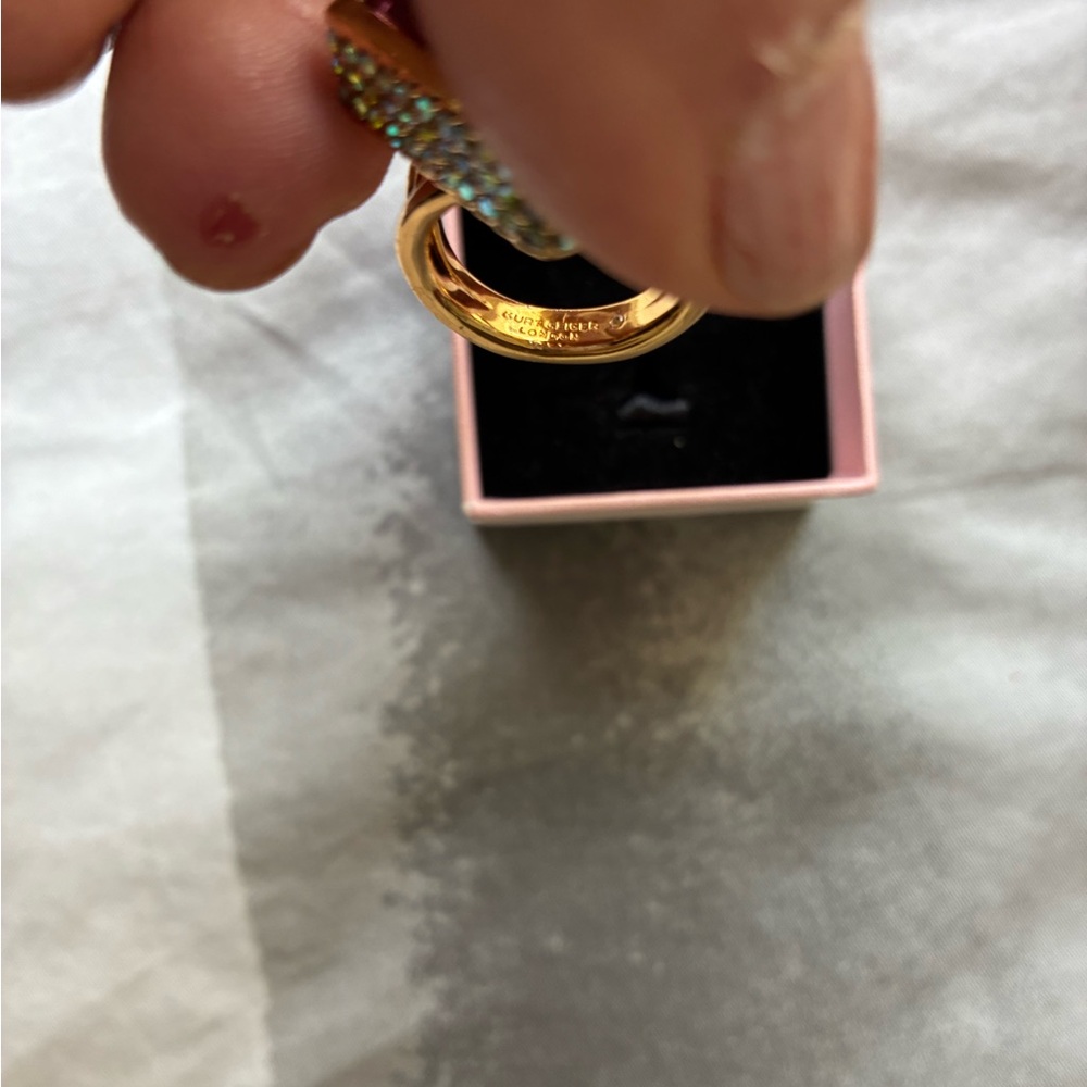 Kurt Geiger Pink and Gold Ring, size small 5-5.5 - Picture 3 of 13